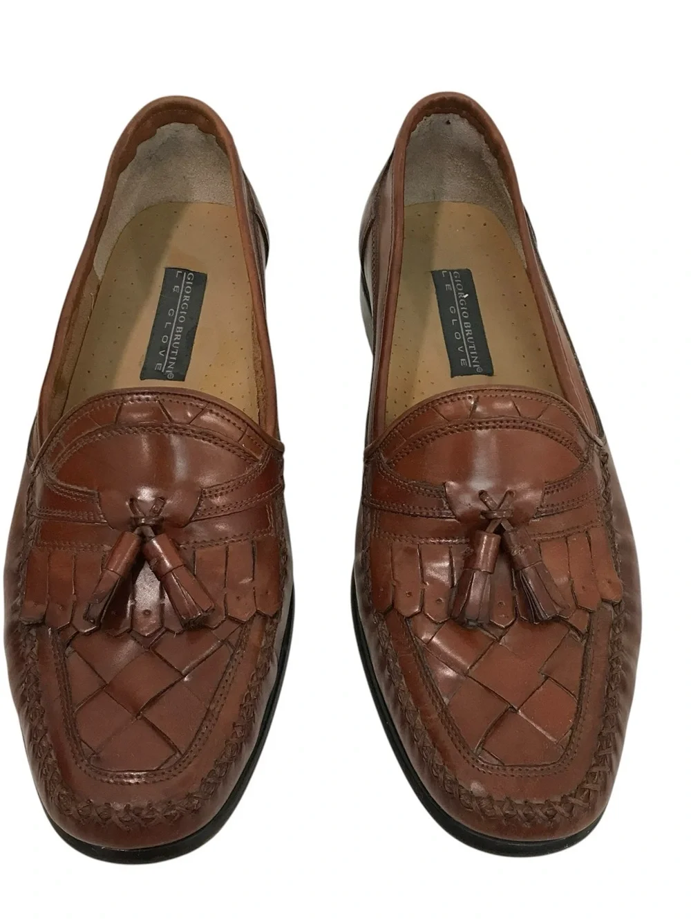 Giorgio Brutini Le Glove Men’s Woven Brown Leather Kilitie Tassel Loafer 12D